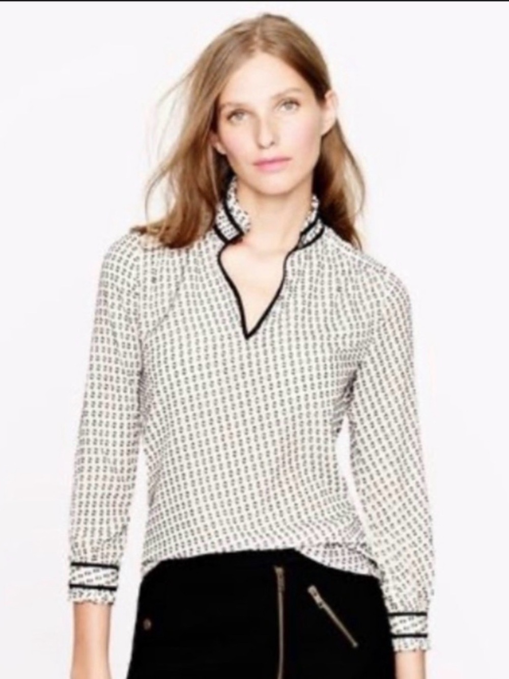 J.Crew sheet Swiss dot long sleeve blouse